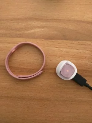 Die LED Lampe leuchtet rot und zeigt so den Ladezustand an.