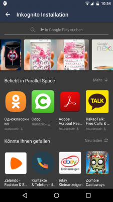 Über den Play Store suchst du dir die Apps welche du unerkannt nutzen möchtest.