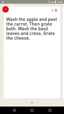 Mit einem Klick auf den grünen Start-Button beginnt das Guided Cooking.
