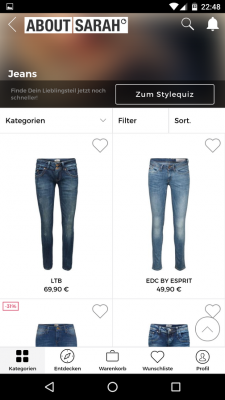 Ein Klick auf den Herz-Button fügt das Produkt deiner Wunschliste hinzu.