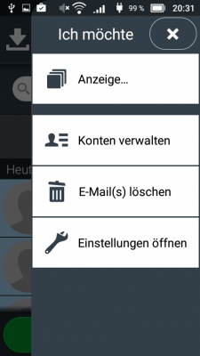 Nicht das typische Kontextmenü von Android sondern ein gut lesbares, verständliches Menü.