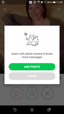 Die App weist dich regelmäßig darauf hin, dass du dir ein Profilbild zulegen sollst.