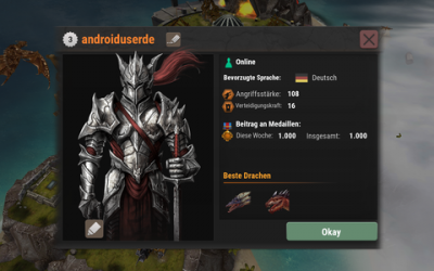 Unser Spielerprofil nach den ersten zwei Leveln. Später kannst du dir einen anderen Avatar aussuchen.