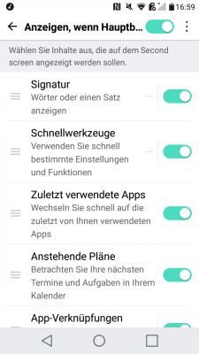 LG bietet für das zweite Display recht umfangreiche Einstellungsmöglichkeiten.