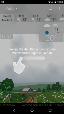 Du bekommst das Wetter mit einem Fingerwisch angezeigt.