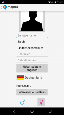 Nach ein bisschen Kampf hat die App meine Angaben akzeptiert.