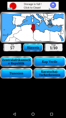 Innerhalb von 60 Sekunden wählst du aus vier Antwortmöglichkeiten die richtige Antwort aus.