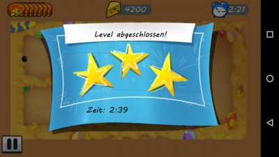 Abgeschlossene Level werden mit Sternen bewertet.