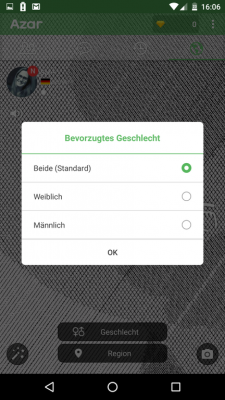 Trotz der Angabe das ein Chat mit beiden Geschlechtern stattfinden soll bekam ich nur Männer angezeigt. 