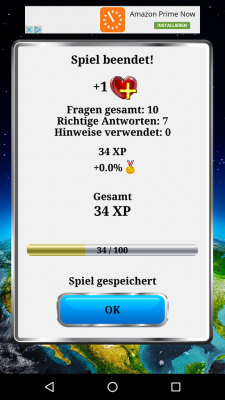 Nach einem beendeten Spiel findest du dein Ergebnis.