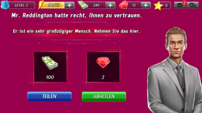 Die Weitergabe an den Verbrecher bringt dir Belohnungen.
