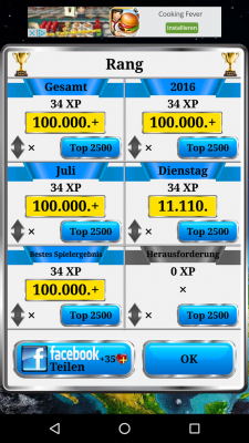 Rang, Ergebnis und andere Daten findest du über den Button Rang.