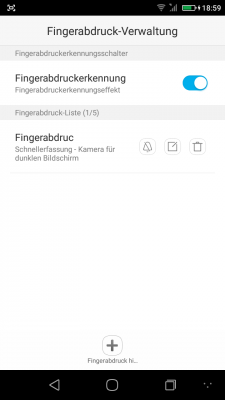 Die Fingerabdruck-Verwaltung ist in eine komplett separate App ausgegliedert.