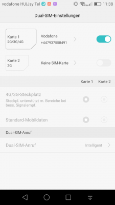 Die SIM-Slots lassen sich softwareseitig in den LTE-Modus umschalten. Die zweite Karte bleibt für Gespräche.