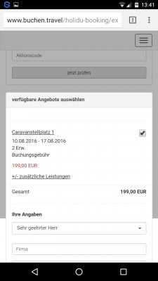 Um die Buchung durchzuführen wirst du auf die Webseite des Anbieters weitergeleitet.