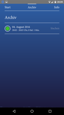 Im Archiv findest du deine bisher getätigten Aufnahmen.