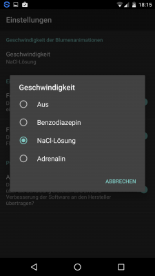 In den Einstellungen änderst du den Nutzungsdatenzugriff sowie die Geschwindigkeit der Animation auf der Startseite.