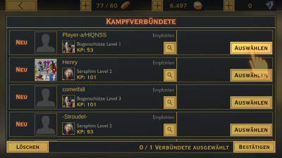 Die Kämpfe werden schwieriger. Du benötigst Verbündete.
