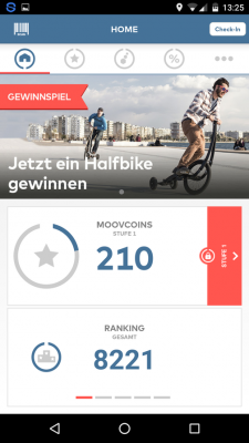 Auf der Startseite findest du deine derzeitigen Coins sowie deinen Stand im Ranking.