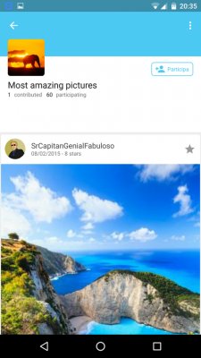 Mit einem Klick auf ein Bild wird der User, welcher die Sammlung erstellt hat, angezeigt. Weiterhin siehst du, wann zum Beispiel ein Bild aufgenommen wurde, vergibst bei Gefallen Sterne, oder nimmst an einer Sammlung teil.