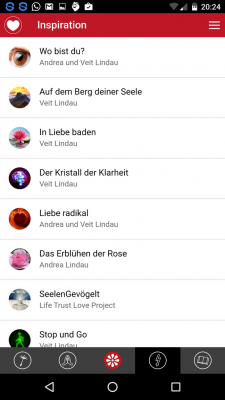 Unter dem Tab Inspirationen verbirgt sich Musik passend zur App.