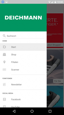Auch ein Klick auf das App-Menü leitet dich zur Webseite weiter.