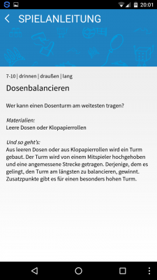 Jedes Spiel wird mit einer kurzen Anleitung vorgestellt.