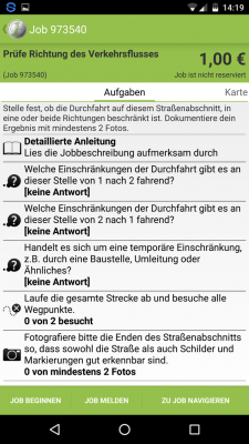 Bei einigen Jobs muss der Verkehrsfluss geprüft werden. Um direkt an den richtigen Straßenpunkt zu gelangen lässt du dich zum Job navigieren.