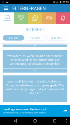 Einige Elternfragen sind schon vorgestellt. Weitere stellst du bei Bedarf über die Webseite.