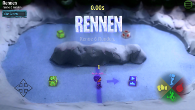 Renne 6 Runden auf glatter Eisbahn.