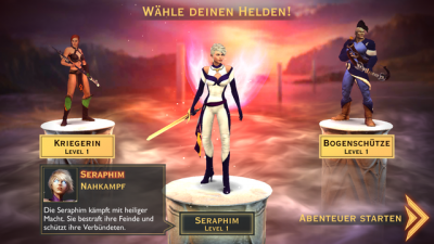 Du startest mit deinem Helden das Abenteuer.