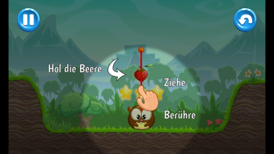 Durch einen Fingerwisch verbindest du Ogi Tak mit der Aufhängung und erspielst dir so die Sterne und die Erdbeere.