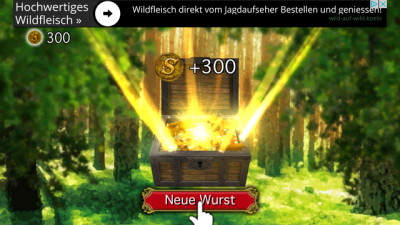 Als Belohnung gibt es Münzen und eine neue Wurst.