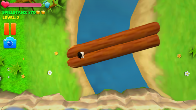 Du hast eine Brücke gefunden, um den Fluss zu überqueren.