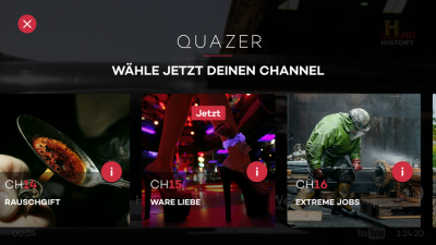 Quazer beinhaltet unendlich viele verschiedene Doku-Channels.
