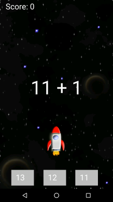 Die Rakete startet, sobald du deine Lösung angegeben hast.