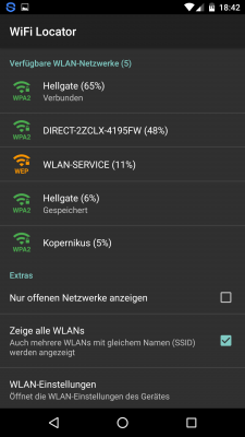 Alle derzeit in deiner Nähe verfügbaren Netzwerke werden angezeigt.