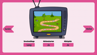 Verschiedene Spielstrecken mit unterschiedlichen Schwierigkeitsstufen können gespielt werden.