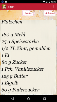 Die Rezepte sind in Zutaten und Anleitungen getrennt.