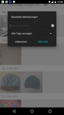 Bei Bedarf setzt du Tags für die Fotos.