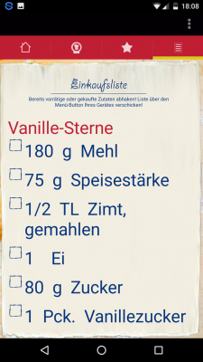 Die Einkaufsliste kann von dir abgehakt werden.