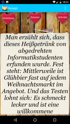 Für jedes Rezept ist eine Einleitung vorhanden, wie es zu Stande kam.