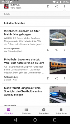 Nachrichten aus deiner Umgebung werden ebenfalls angezeigt.