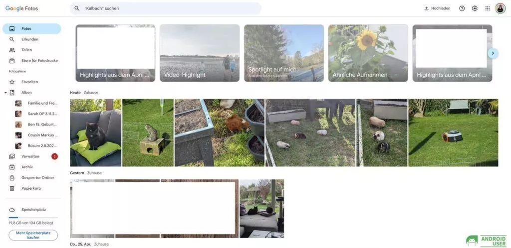 Fotos auf Google in der Web-Ansicht