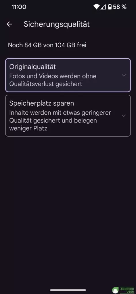 Qualität der gesicherten Fotos