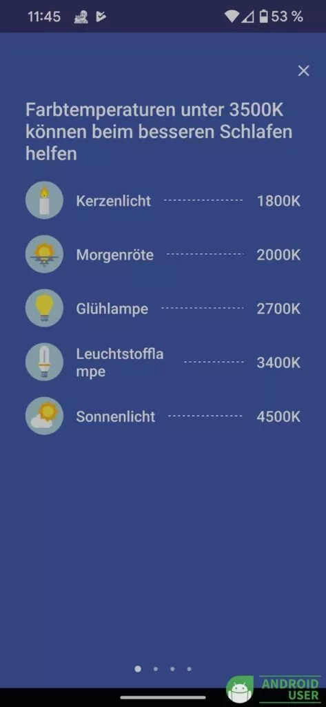 Farbintensität des Nachtmodus