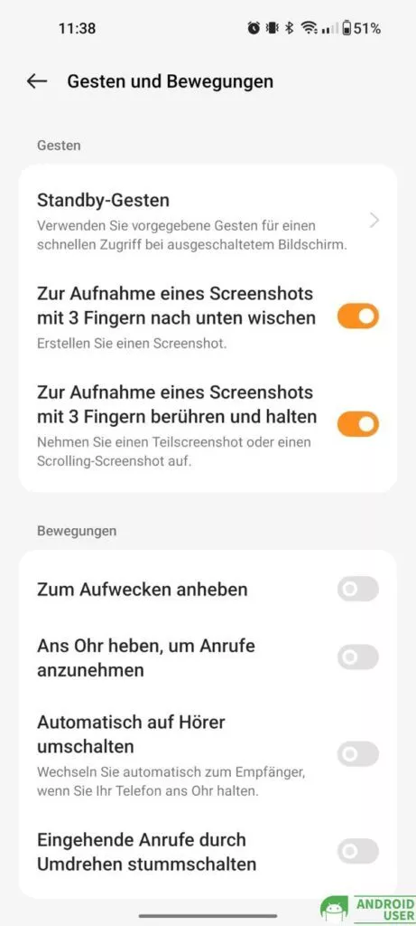 3 Finger Screenshot Geste unter Android