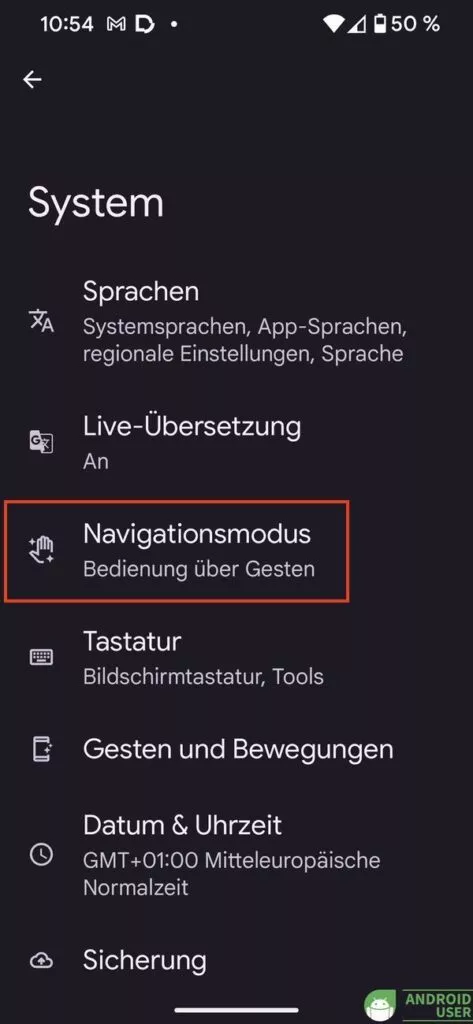 Gestensteuerung Android