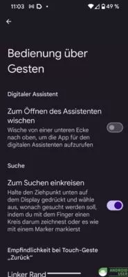 Bedienung über Gesten in Android