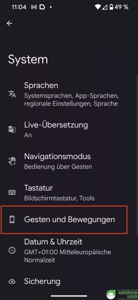 Gesten und Bewegungen in Android